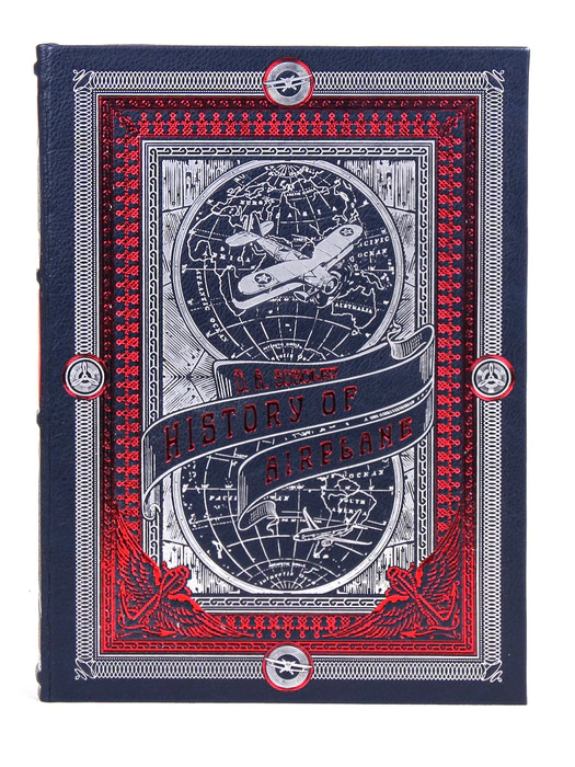 The leather-bound book "History of airplane"